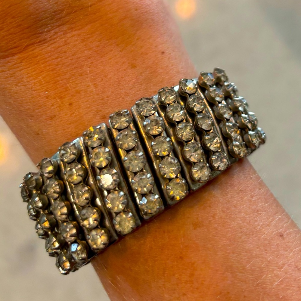 Stretch faux diamond cuff